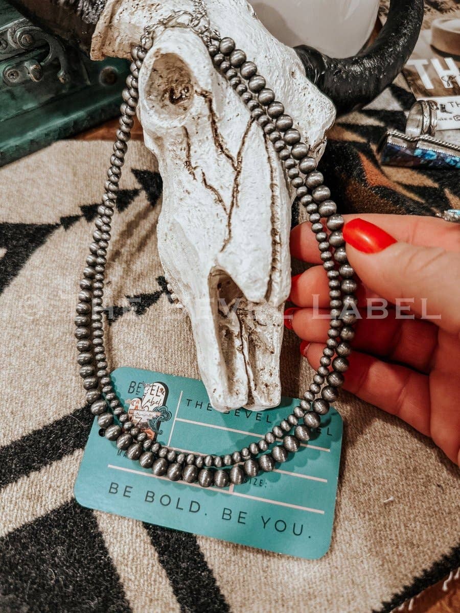 Western Pearl Layered Mini Necklace: Antique Silver