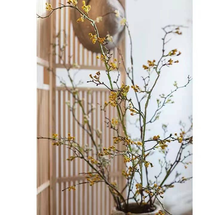 Long Weigela Flower Stem 63" Tall: Yellow / One Stem