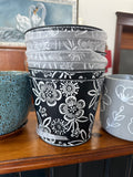 KJ Black and white floral planter