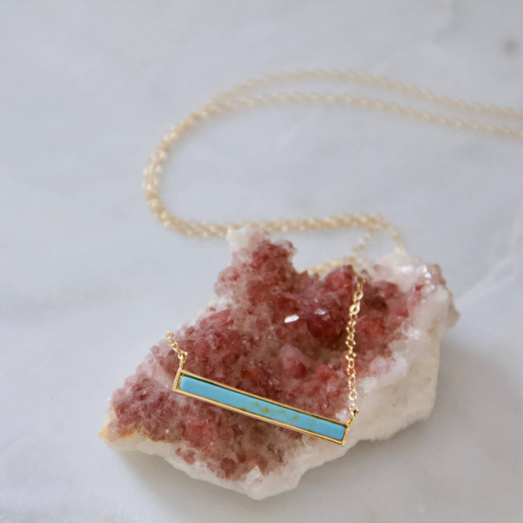 Turquoise Bar Necklace - Gold Filled, Sterling Silver: Turquoise Gold Filled / 16 inches