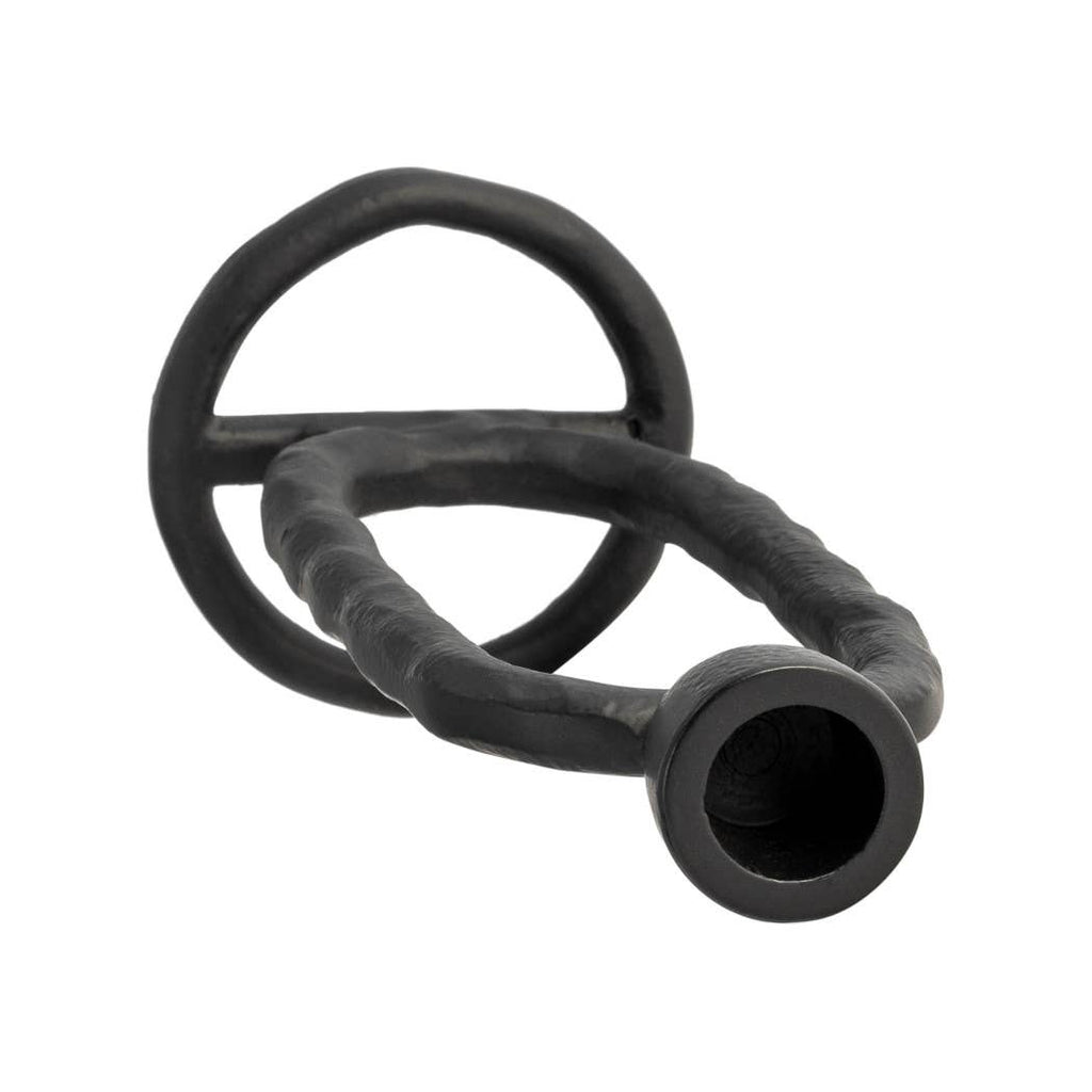 Metal Oval Sculpture Taper Candle Holder - Black, 8 in.