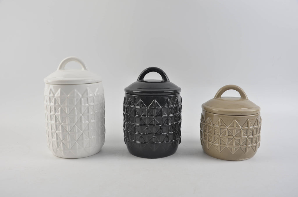 Multi-Gray Diamond Ceramic Canister Set – Farmhouse Kitchen