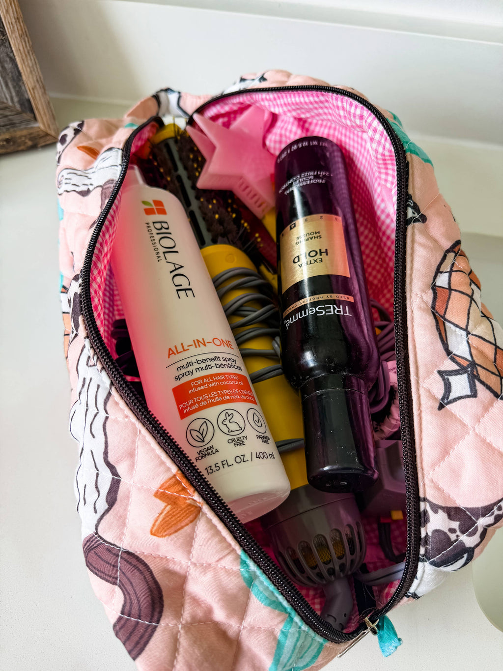 XL Western Fabric Toiletry Bag  Makeup Bag • Travel Pouch: CACTUS CUTIE