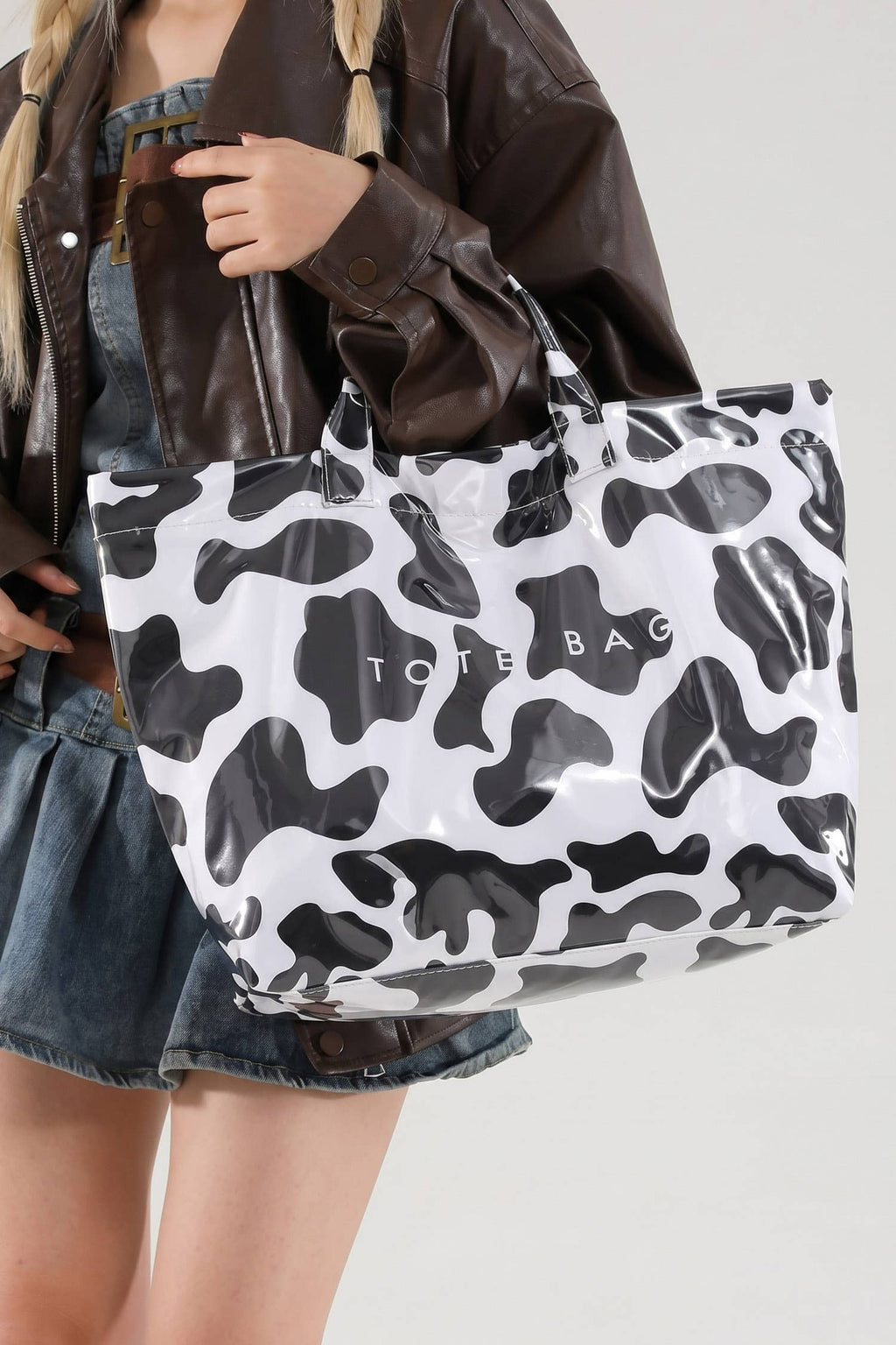 Cow Spots/ Leopard/ Zebra/ Tropical Print Travel Tote Bag: Fiery Red / One Size
