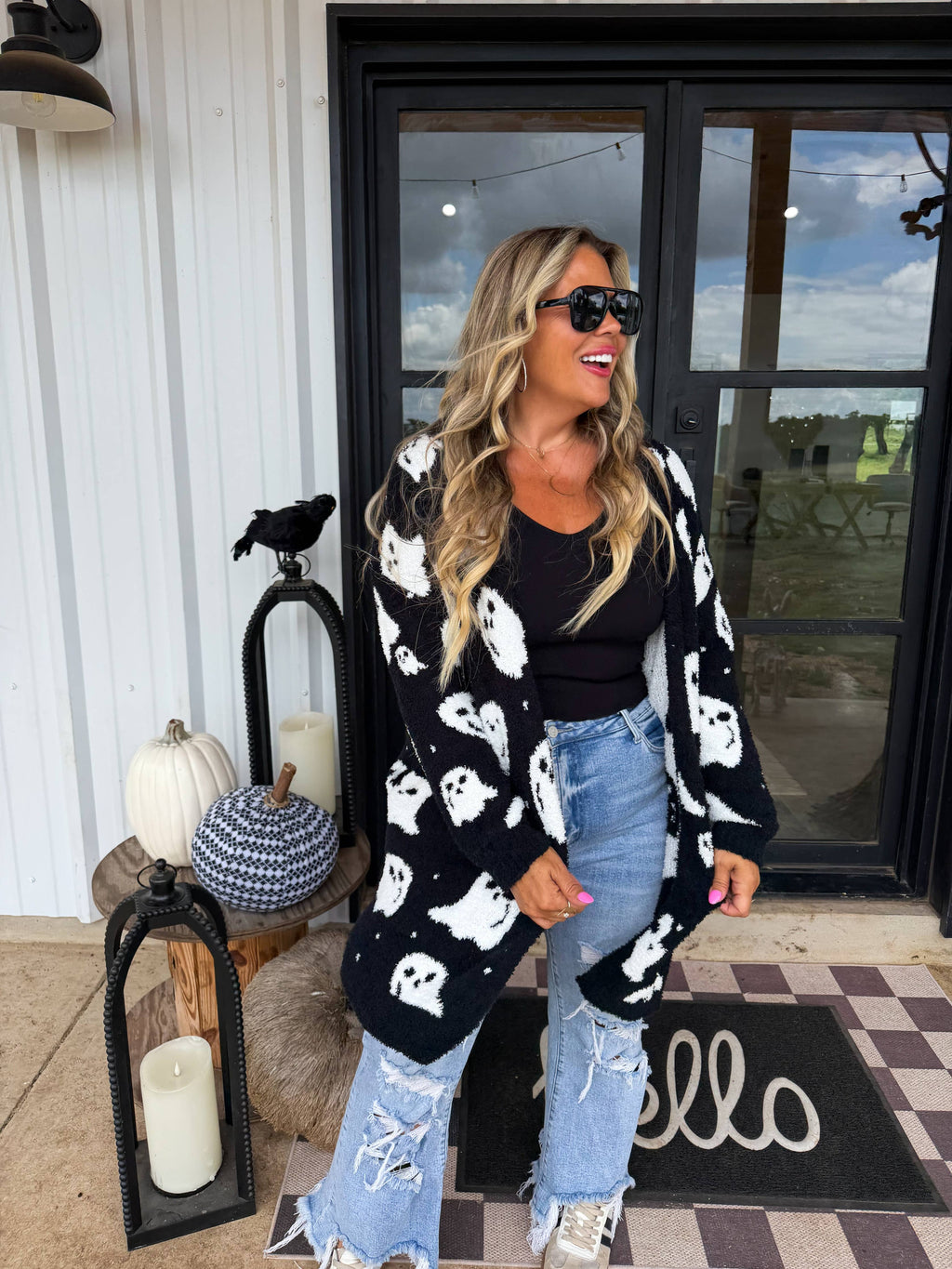 PREORDER- BOO CREW REVERSIBLE CLOUD CARDIGAN: POLKA DOT / ONE SIZE
