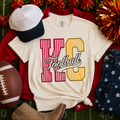 Red/Gold KC Football Script Ivory Tee: Medium