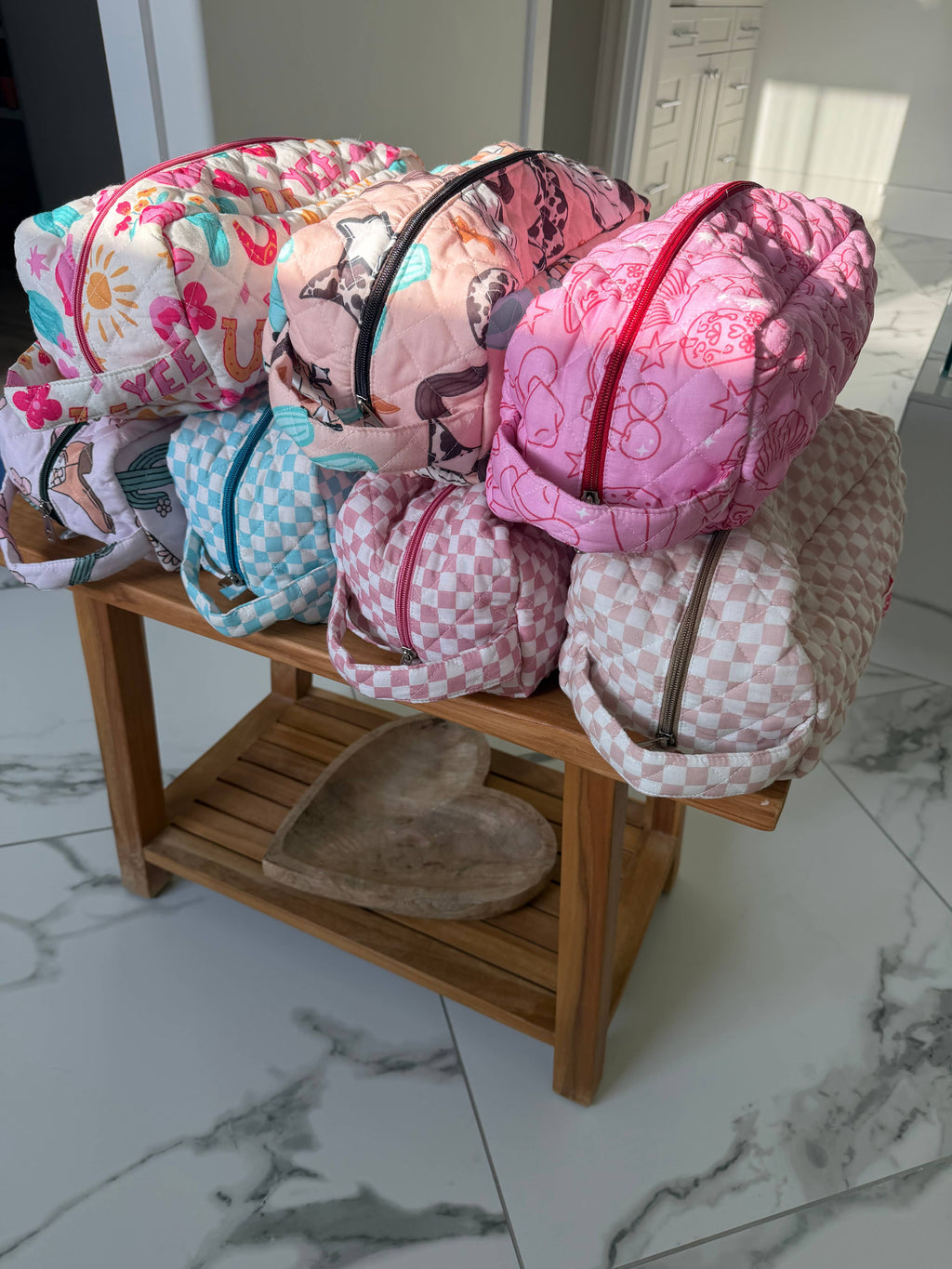 XL Western Fabric Toiletry Bag  Makeup Bag • Travel Pouch: CACTUS CUTIE