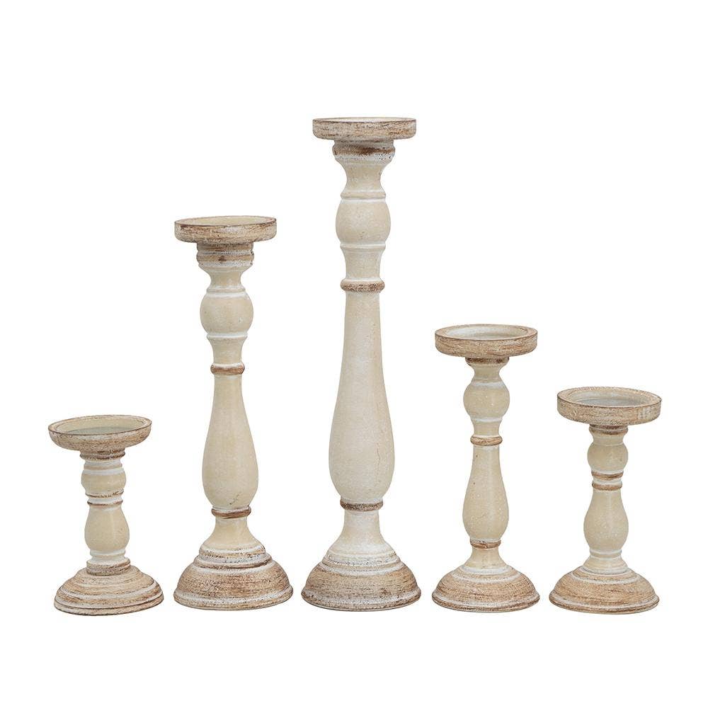 S/5 Rustic Wooden Candle Holder Set
