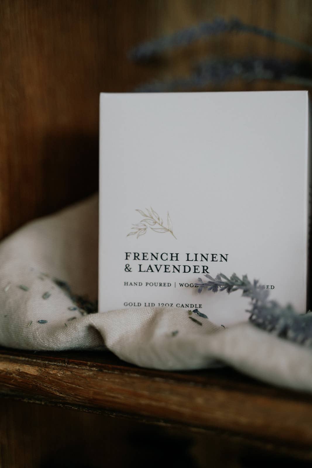 French Linens & Lavender l Gold Lid Candle & Boutique Box
