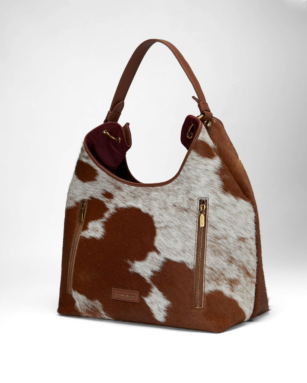 LW Large Purse - In Brown & White Cowhide & Calfskin: Nan / NaN / Brown & White Cowhide