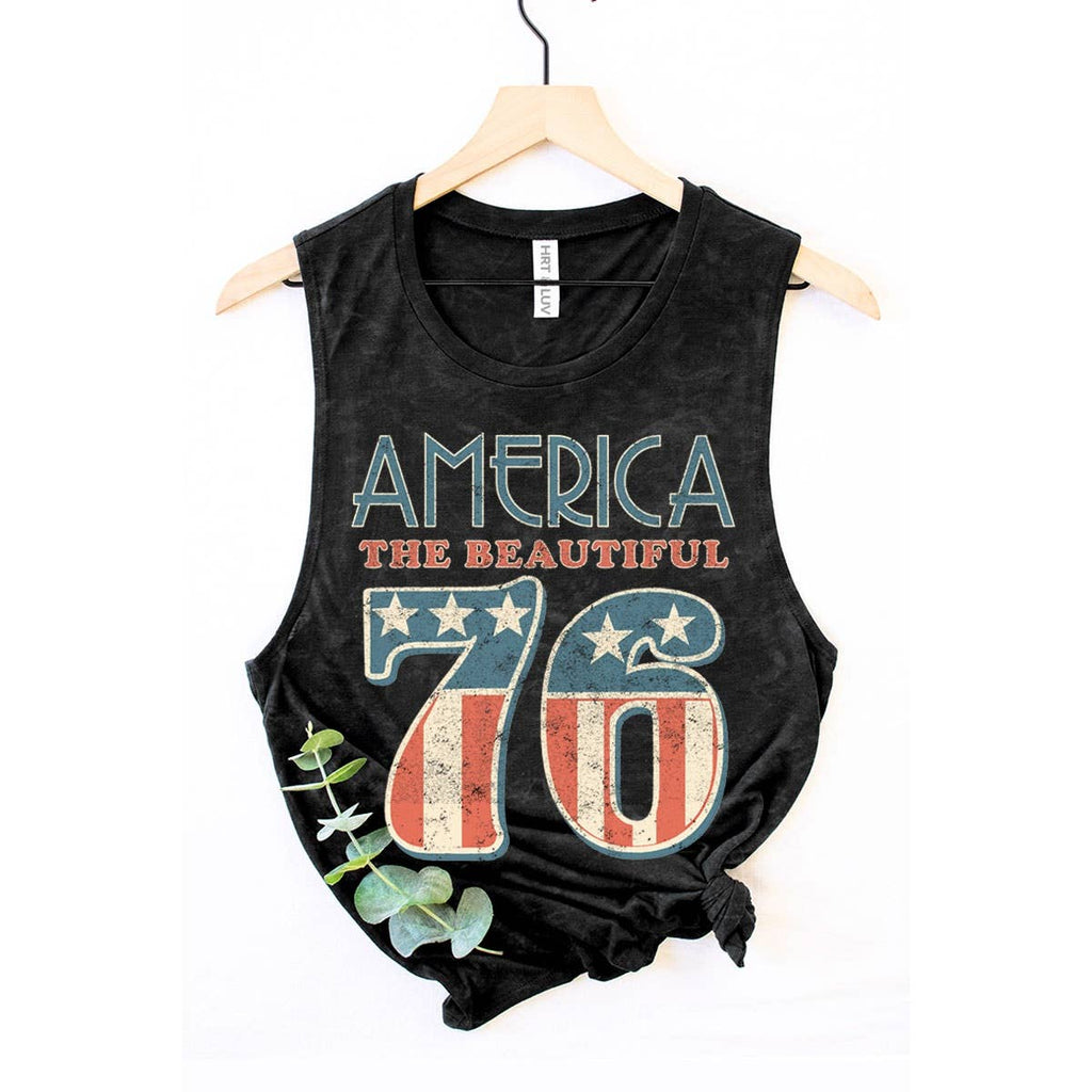 AMERICA 76 GRAPHIC TANK TOP: Mineral Navy / S-M-L-XL(1-2-2-1)