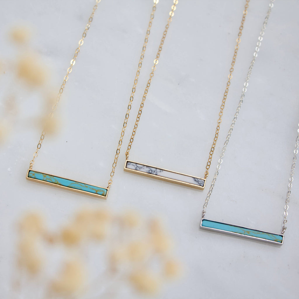 Turquoise Bar Necklace - Gold Filled, Sterling Silver: Turquoise Gold Filled / 16 inches