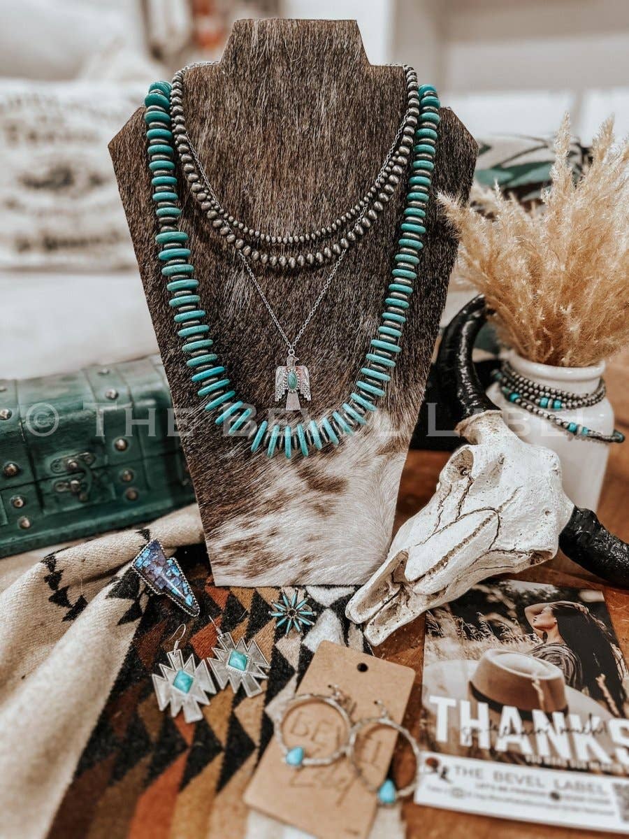Western Pearl Layered Mini Necklace: Antique Silver