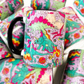 Dinosaurs Ceramic Coffee Mug, Cute Mugs, Kitschy