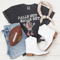 Falls Out Balls Out Funny Graphic Tee, Game Day, Football: Medium