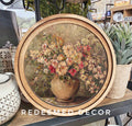 8" Round Rustic Floral Vase Art