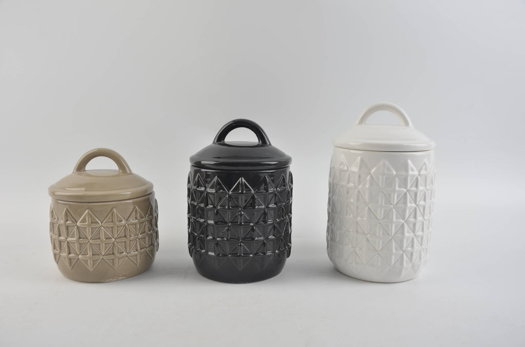 Multi-Gray Diamond Ceramic Canister Set – Farmhouse Kitchen