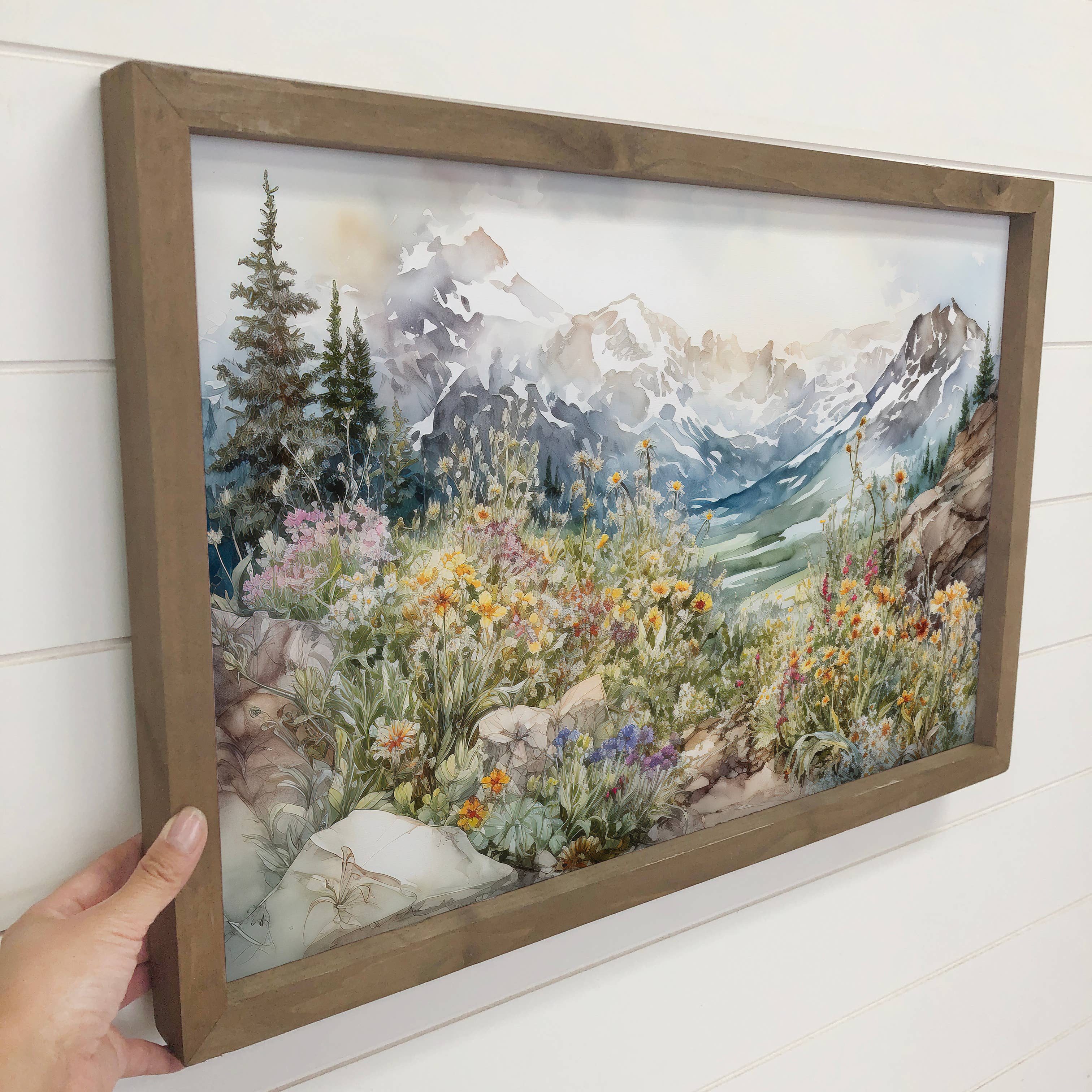 Mountain Wildflowers - Mountain Landscape Canvas Art: 20x30" Large Canvas Art with Thick Wood Frame