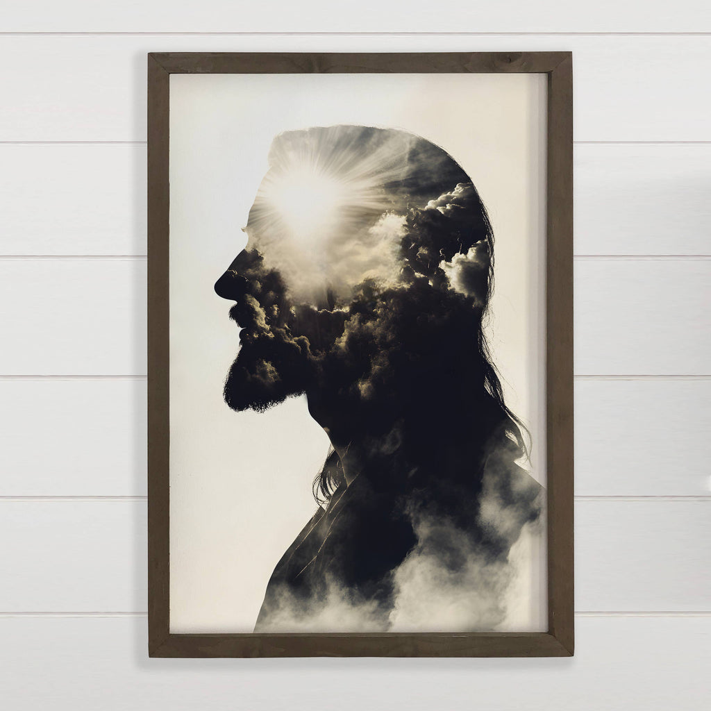 Jesus Double Exposure - Jesus Canvas Art - Wood Framed Art: 6x10" Mini Canvas Art with Wood Box Frame