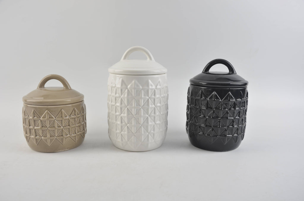 Multi-Gray Diamond Ceramic Canister Set – Farmhouse Kitchen