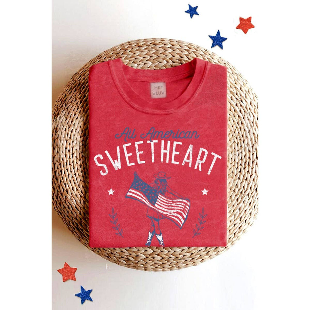 ALL AMERICAN SWEETHEART MINERAL GRAPHIC TEE: Mineral Lt Blue / S-M-L-XL(1-2-2-1)