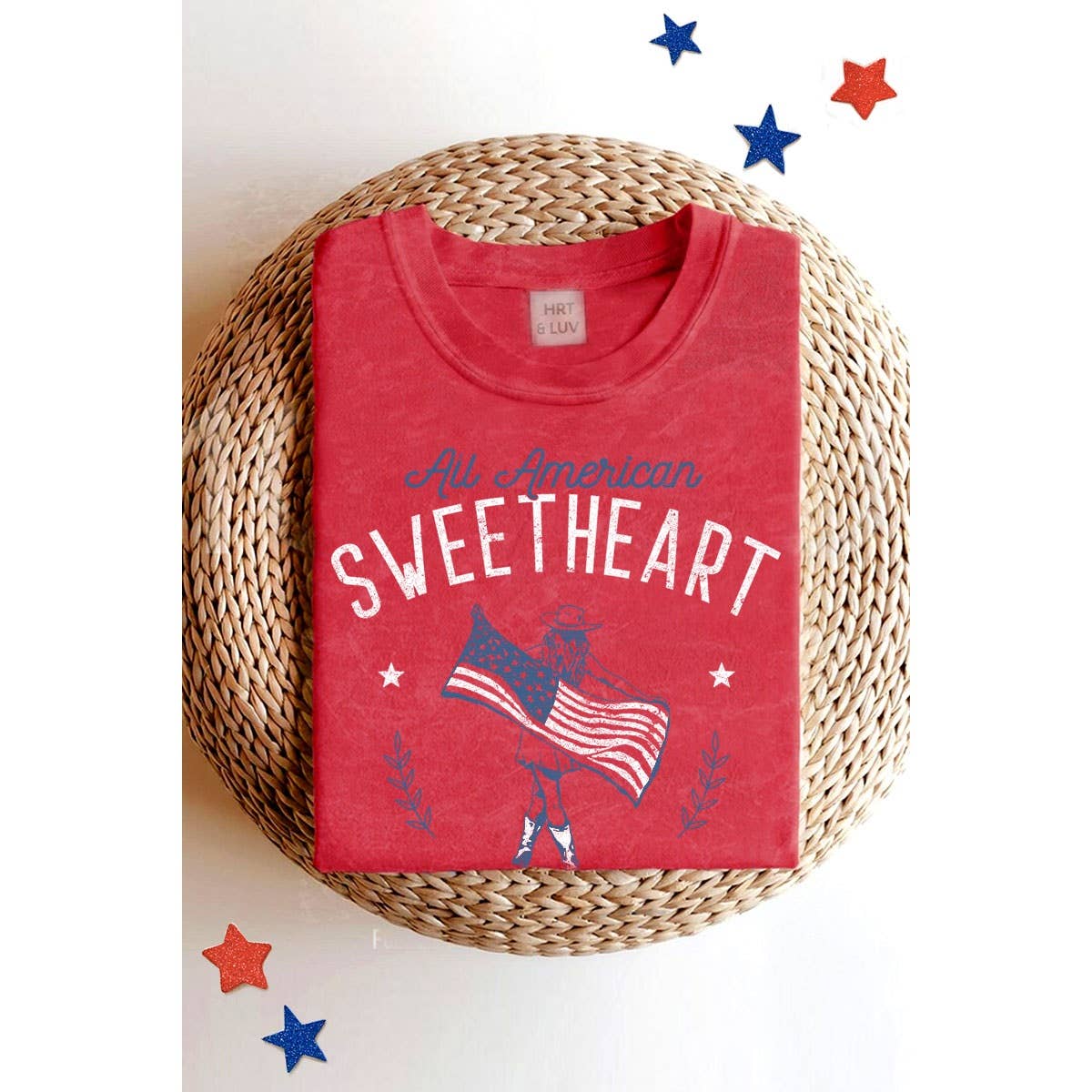 ALL AMERICAN SWEETHEART MINERAL GRAPHIC TEE: Mineral Lt Blue / S-M-L-XL(1-2-2-1)