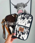 COWHIDE PASSPORT TRAVEL PASSPORT holder Genuine Cowhide: BROWN + WHITE