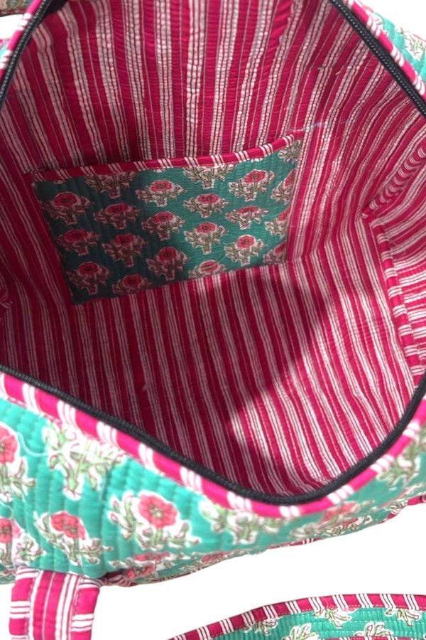 Marley Teal and Pink Floral Duffel Bag