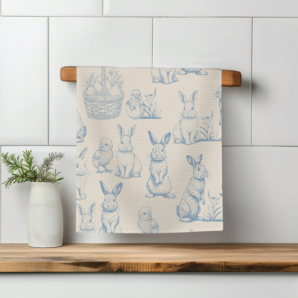Easter Bunny Rabbit Spring Egg Kitchen Towel Waffle Baking