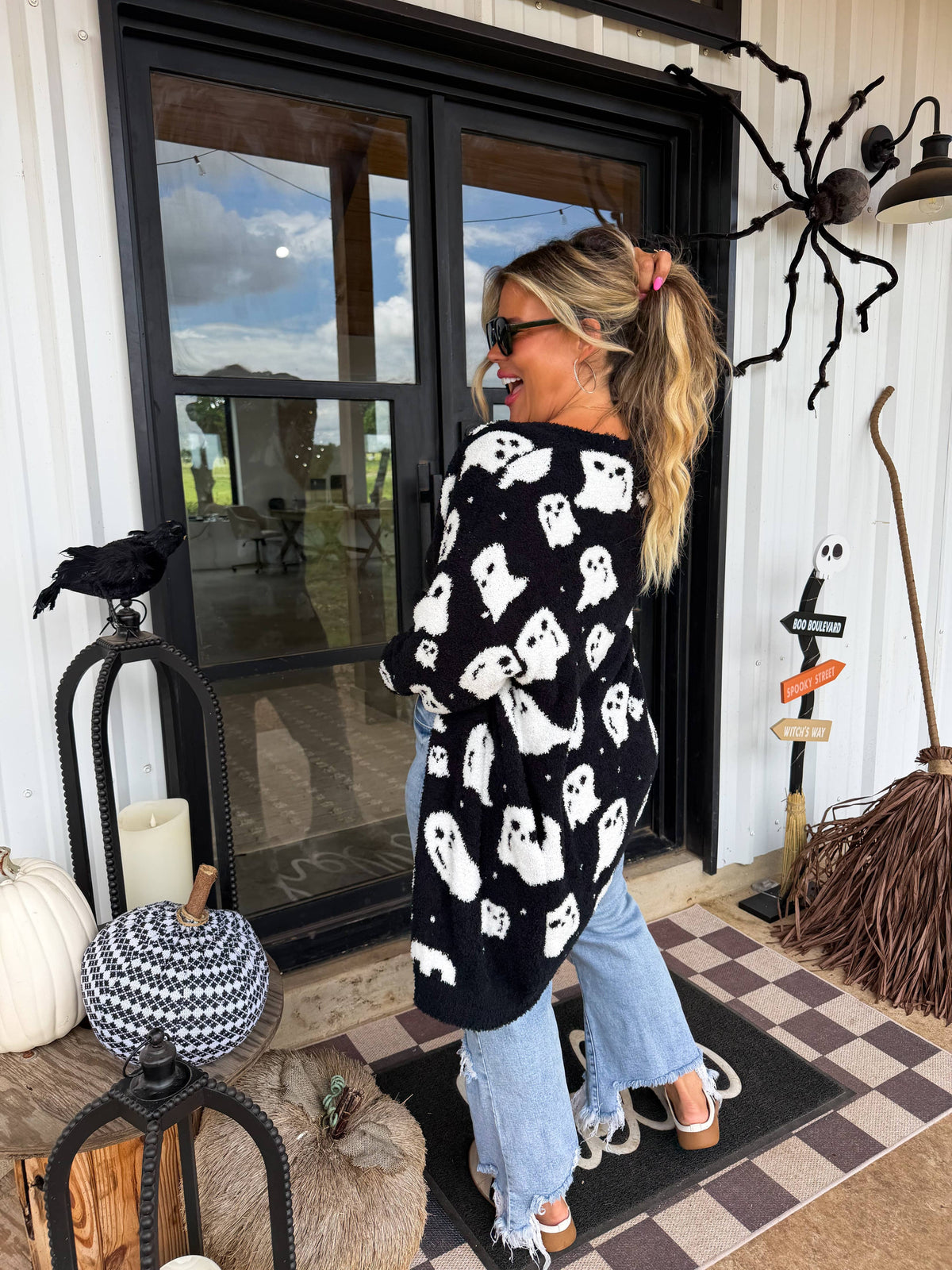 PREORDER- BOO CREW REVERSIBLE CLOUD CARDIGAN: POLKA DOT / ONE SIZE