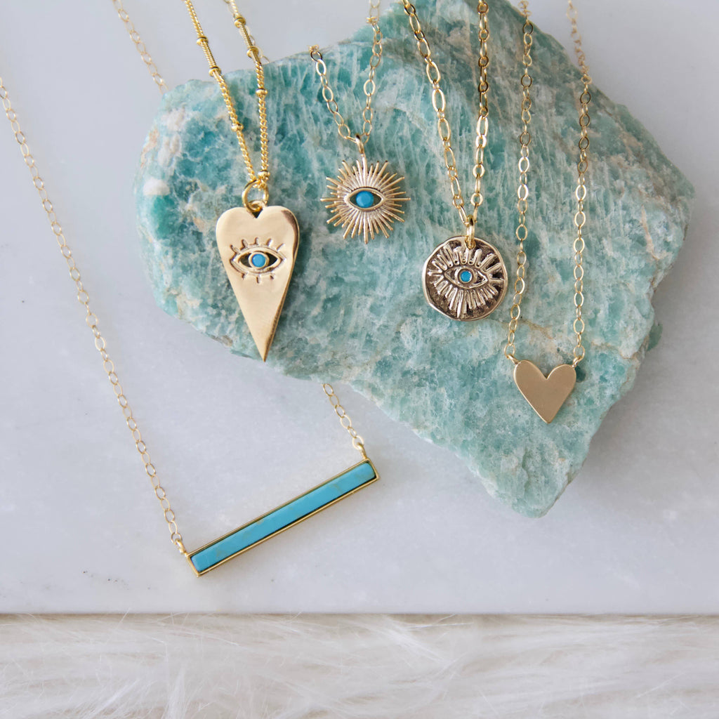Turquoise Bar Necklace - Gold Filled, Sterling Silver: Turquoise Gold Filled / 16 inches