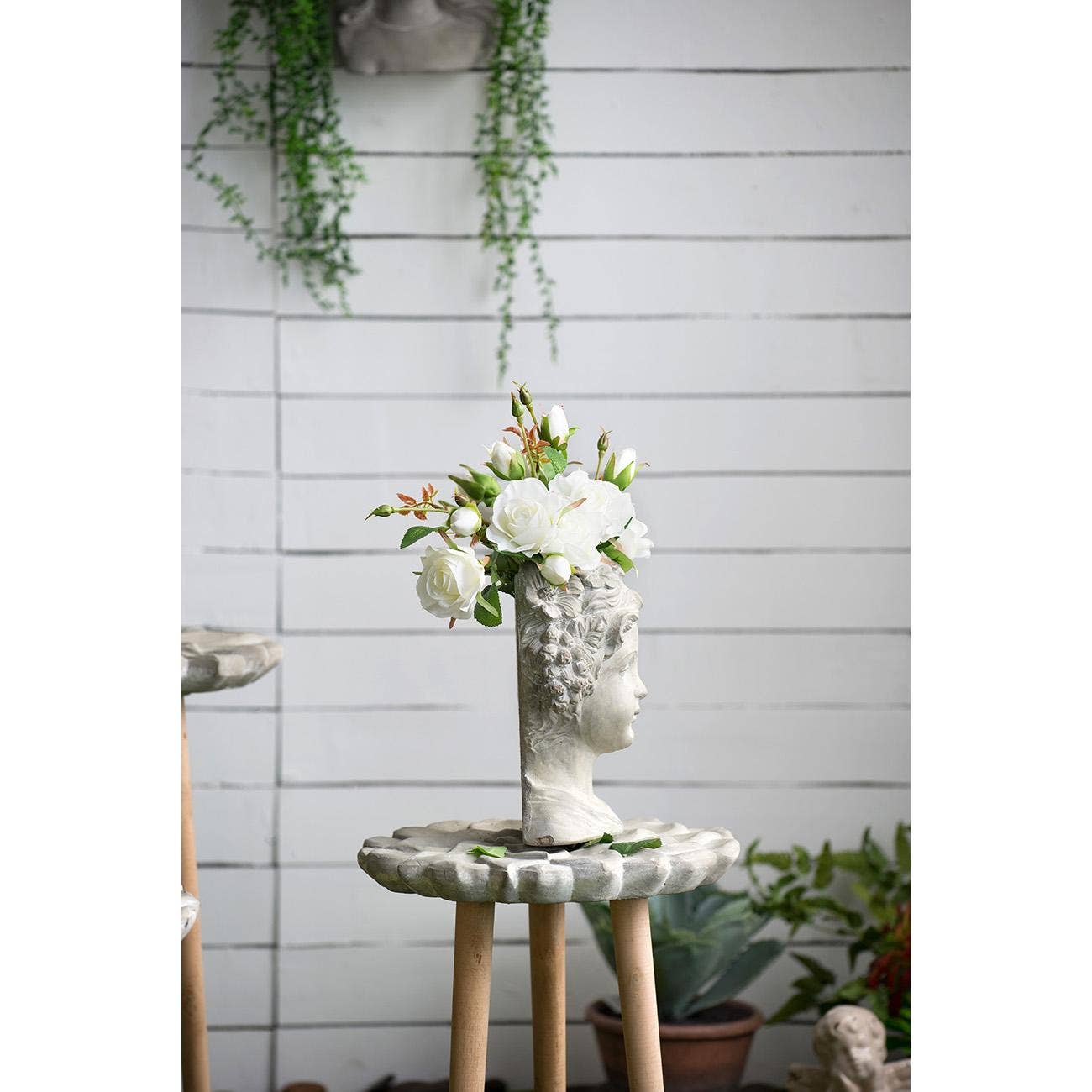 8x4x9" Gray Cement Bust Wall Planter