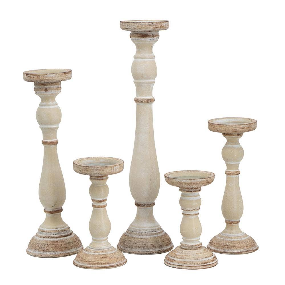 S/5 Rustic Wooden Candle Holder Set