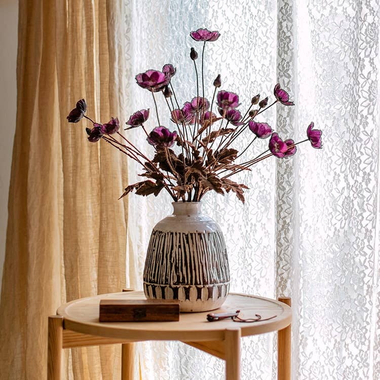 Rustic Poppy Flower Stem in Purple 23" Tall: Purple / One Stem