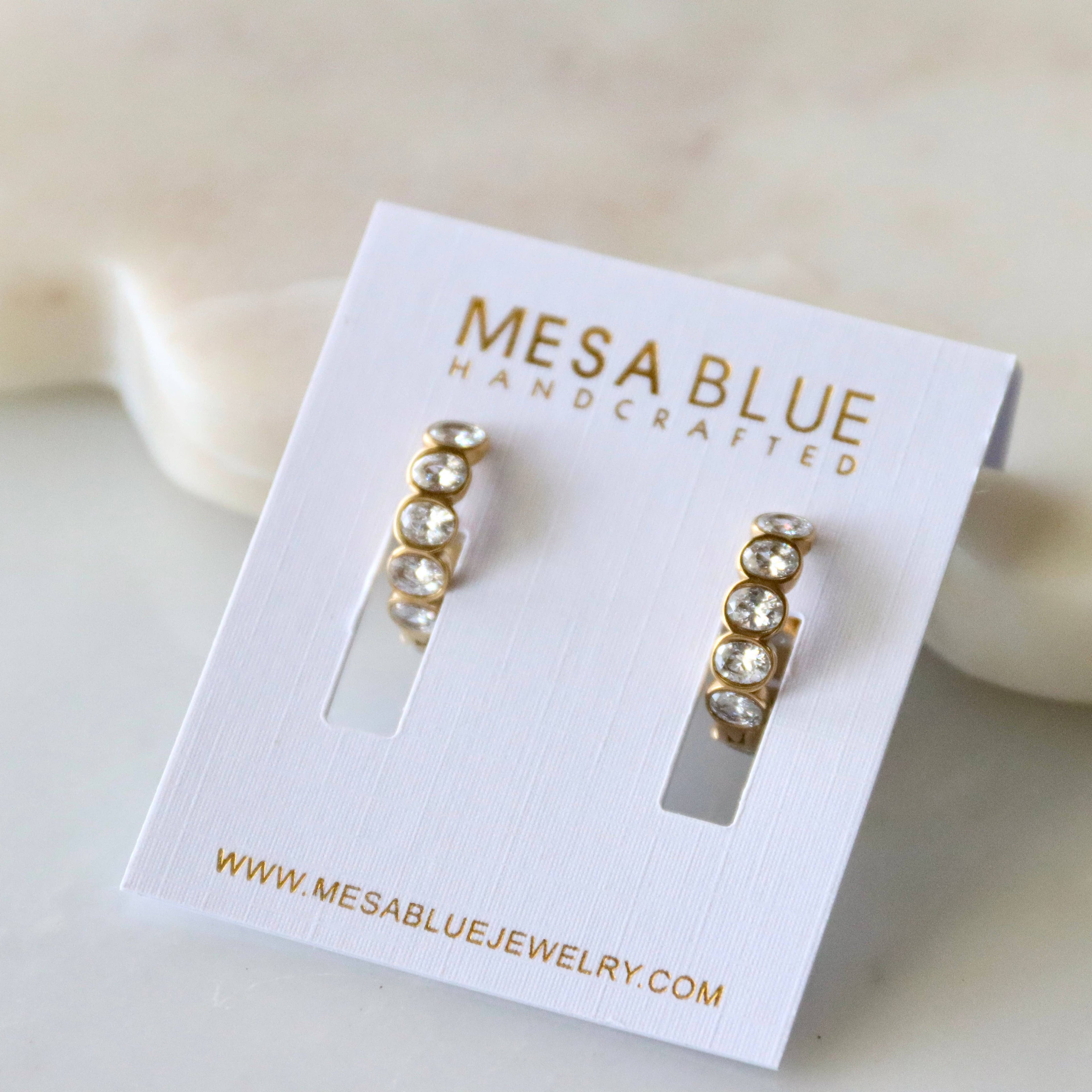 CZ Oval Hoop Earrings - Waterproof