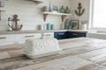 White Floral Butter Dish with Crystal Knob
