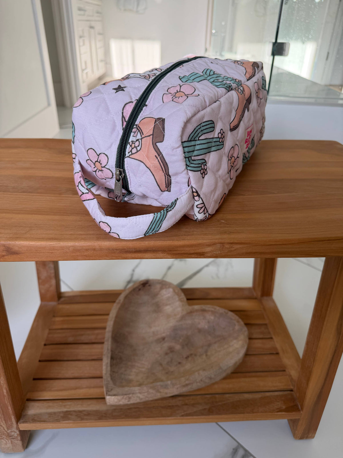 XL Western Fabric Toiletry Bag  Makeup Bag • Travel Pouch: PUNCHY PINK