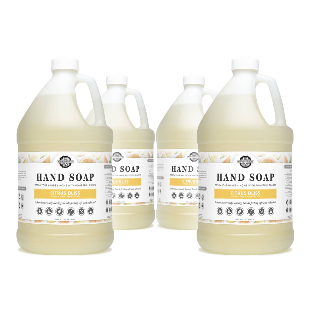 Liquid Hand Soap - Our Popular Scents: Citrus Bliss (lemon/orange) / 4 - 1 Gallon Plastic Jugs