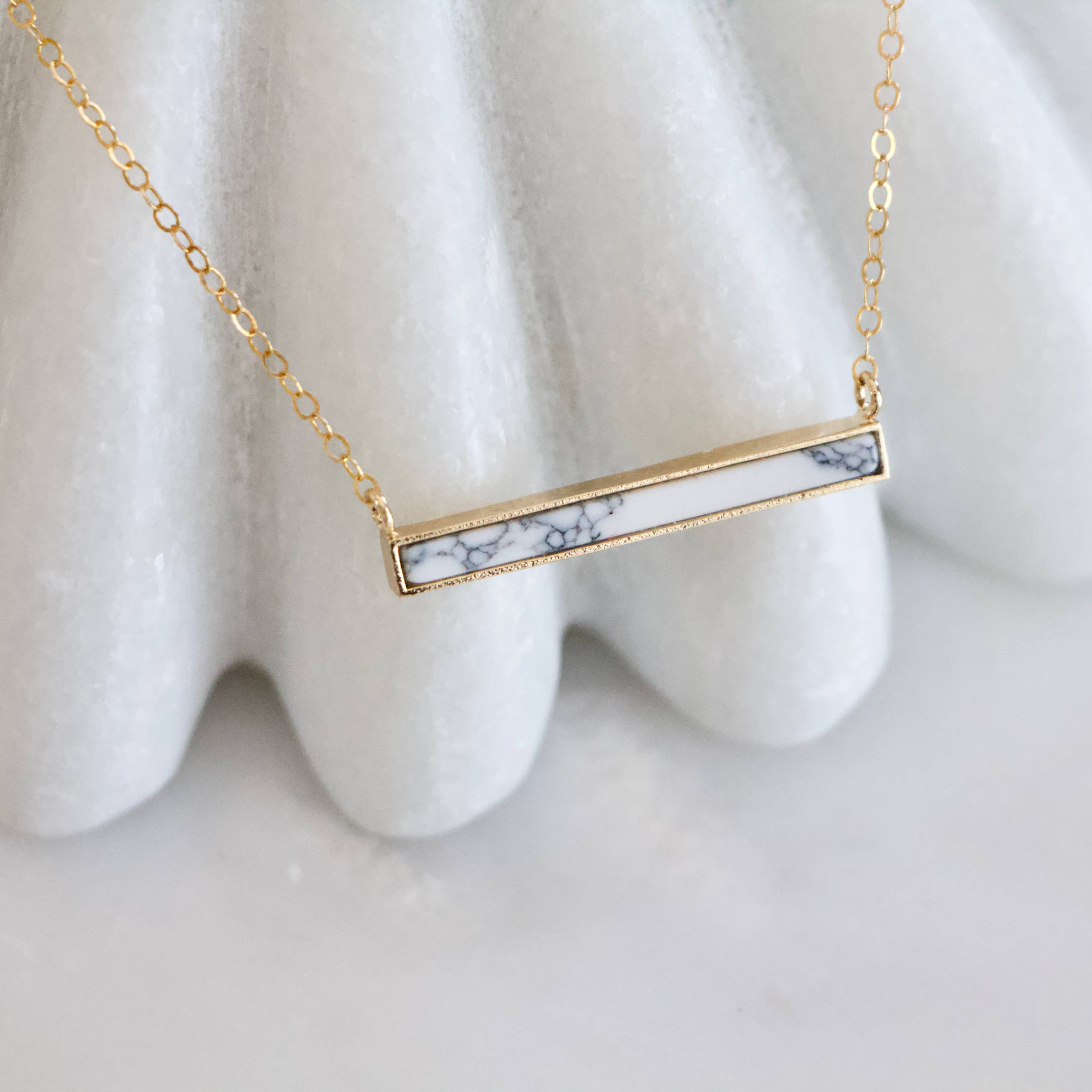 Turquoise Bar Necklace - Gold Filled, Sterling Silver: Turquoise Gold Filled / 16 inches