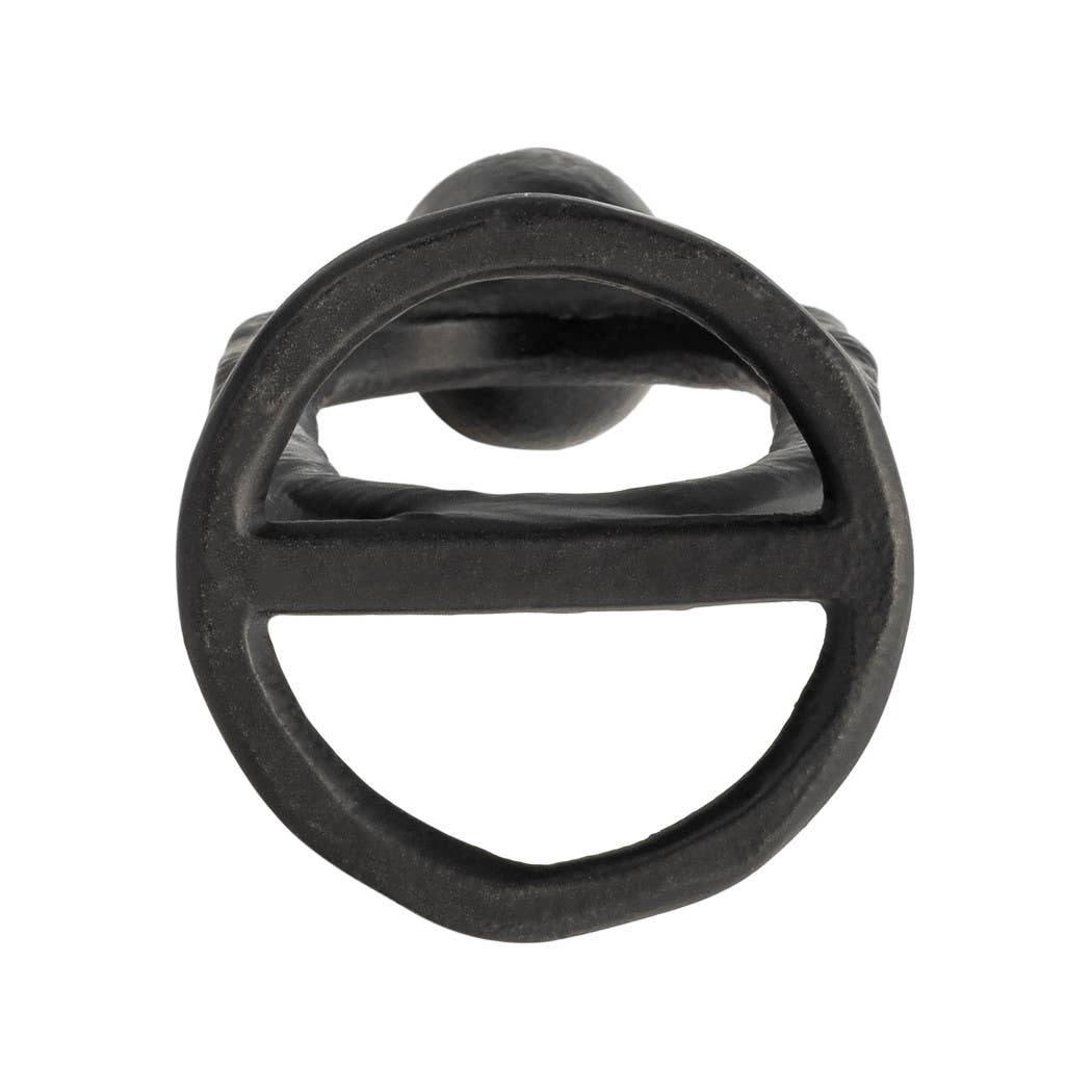 Metal Oval Sculpture Taper Candle Holder - Black, 8 in.