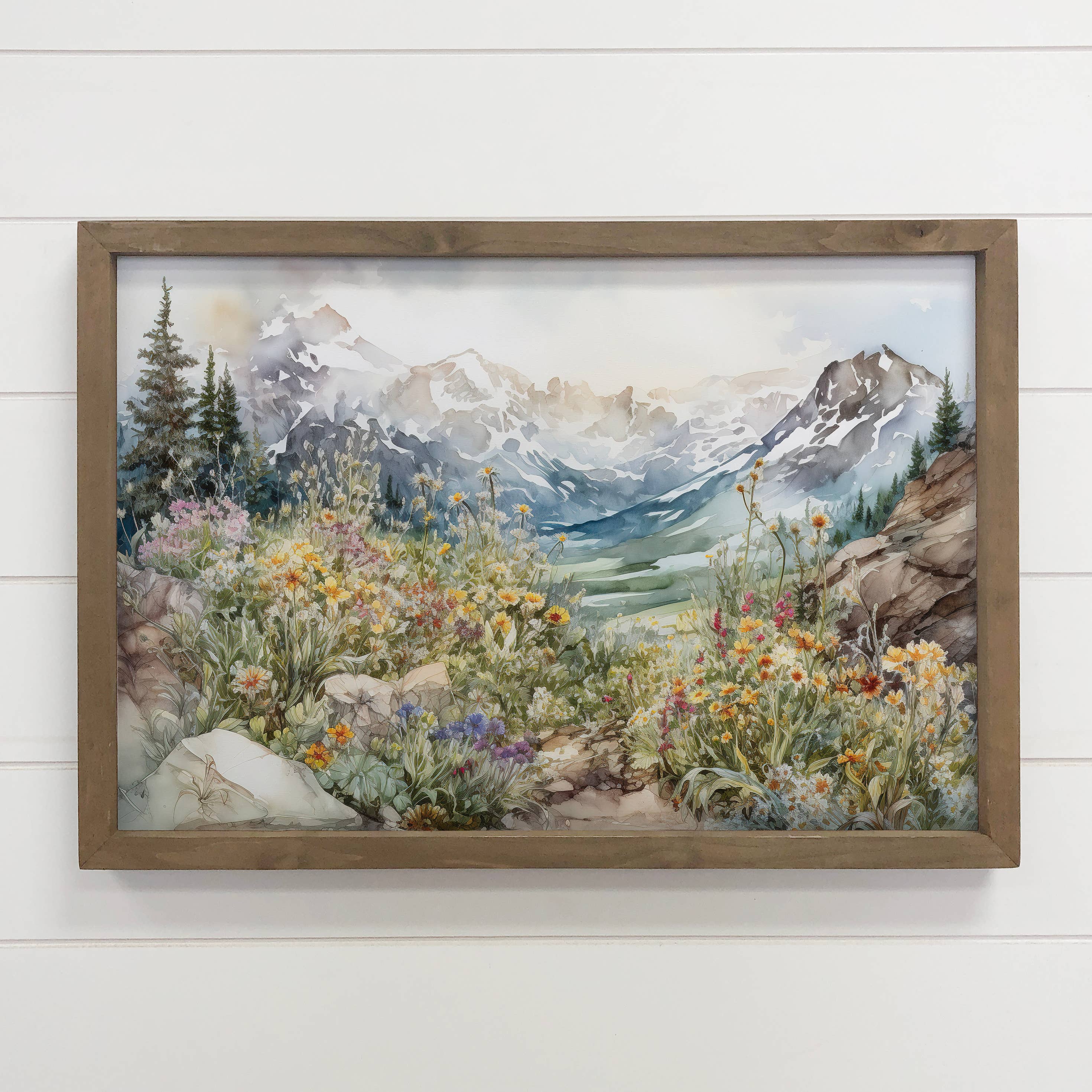Mountain Wildflowers - Mountain Landscape Canvas Art: 20x30" Large Canvas Art with Thick Wood Frame