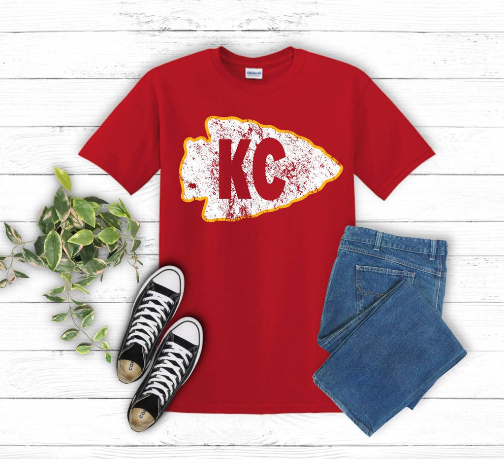 Youth KC Distressed Arrowhead: Red / 3T / Short Sleeve Tee