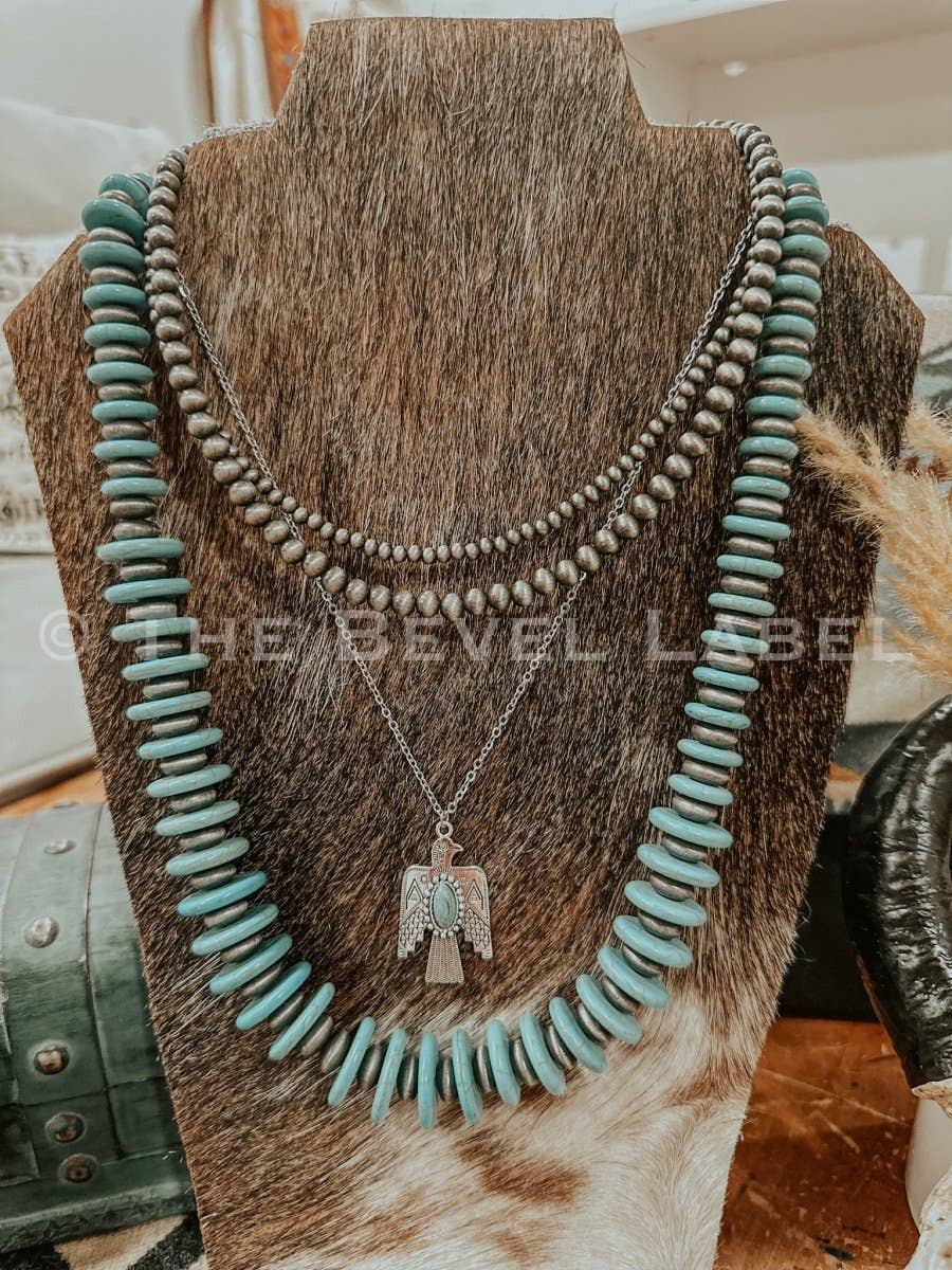 Western Pearl Layered Mini Necklace: Antique Silver
