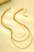 18K STAINLESS STEEL TARNISH FREE LAYERED NECKLACE | 40NK346: GOLD