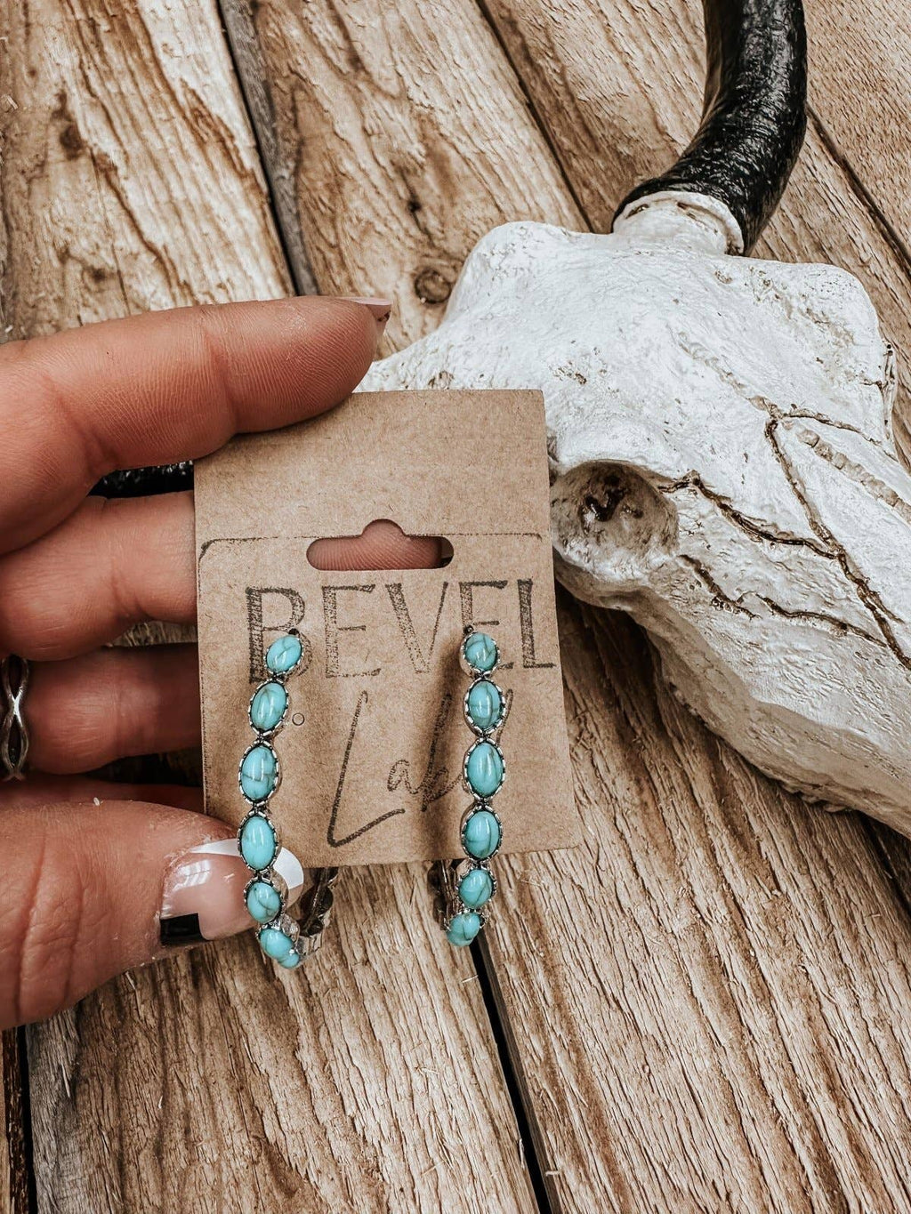 Western Turquoise Hoop Earrings