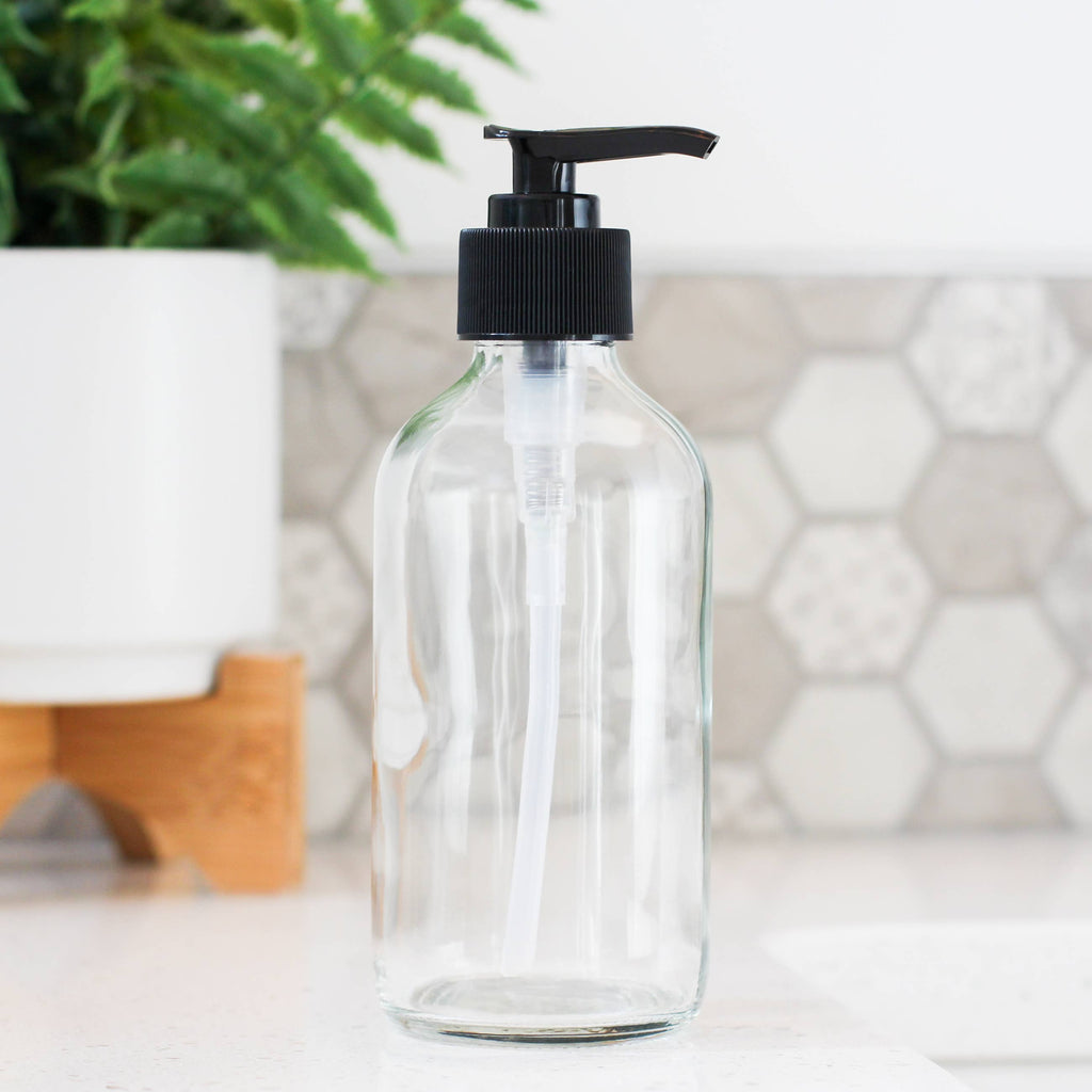 8oz Empty Clear Glass Lotion/Soap Bottle