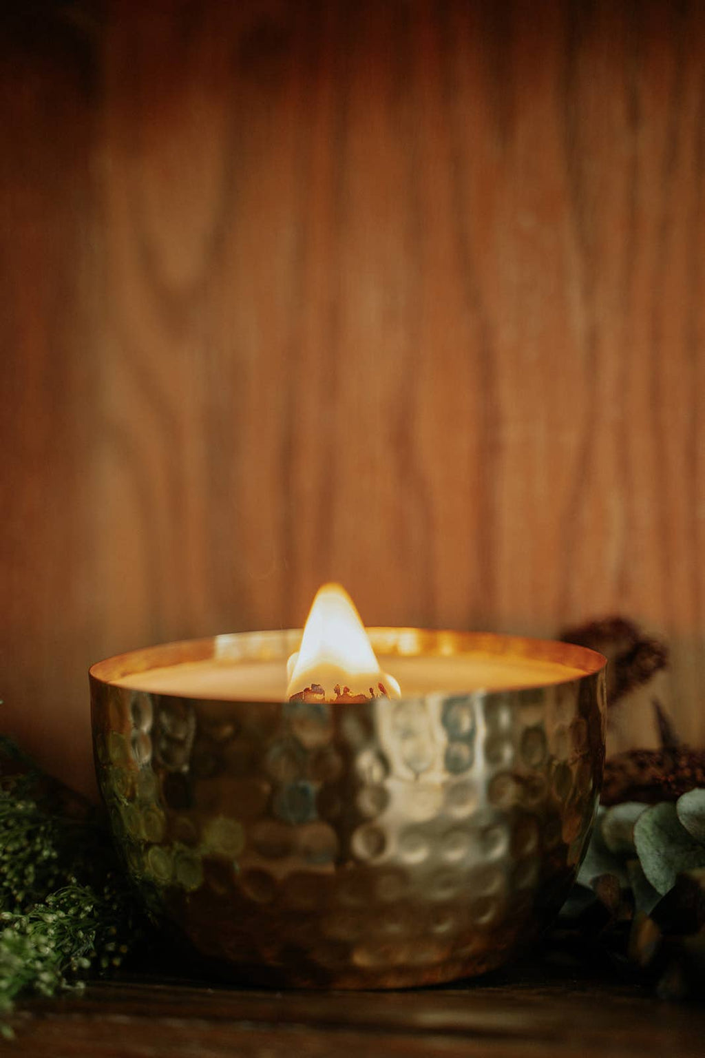 Driftwood & Vetiver-Solid Brass 14oz Pure Soy Candle