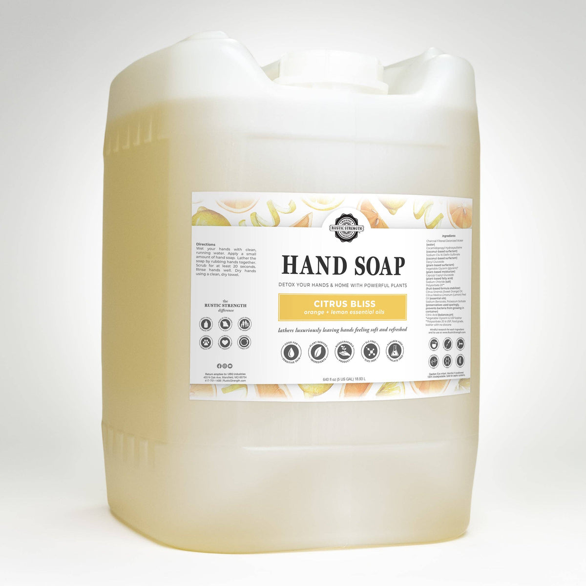 Liquid Hand Soap - Our Popular Scents: Citrus Bliss (lemon/orange) / 4 - 1 Gallon Plastic Jugs