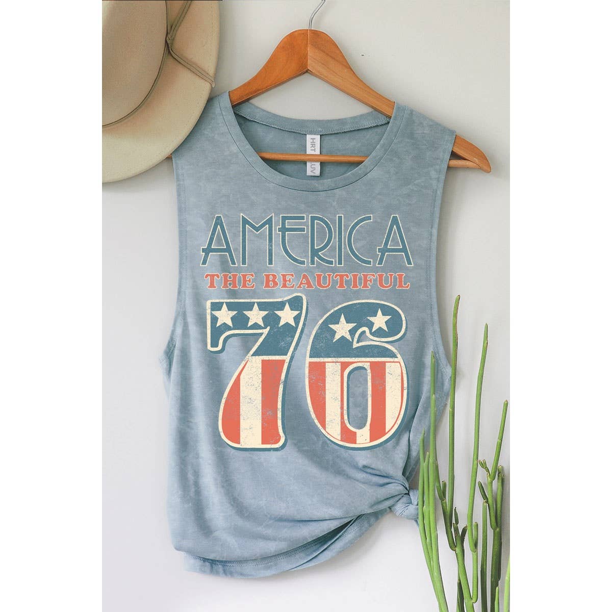 AMERICA 76 GRAPHIC TANK TOP: Mineral Navy / S-M-L-XL(1-2-2-1)