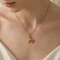18K STAINLESS STEEL TARNISH FREE HORSE NECKLACE | 40NK9697: GOLD